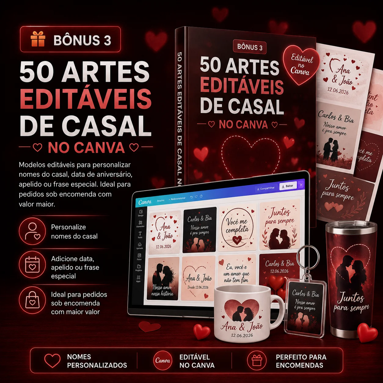 Bonus 3: 50 Artes Editaveis de Casal no Canva